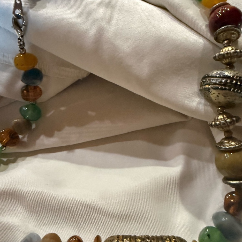 Vintage America Colorful Beaded Necklace with Silver Accents - Picture 2 of 4